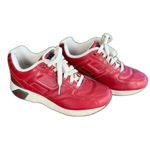 Tommy Hilfiger Red Leather Platform Sneakers Shoes Womens 7 Y2K Retro Style